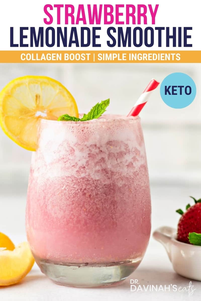 pinterest image for keto strawberry smoothie recipe