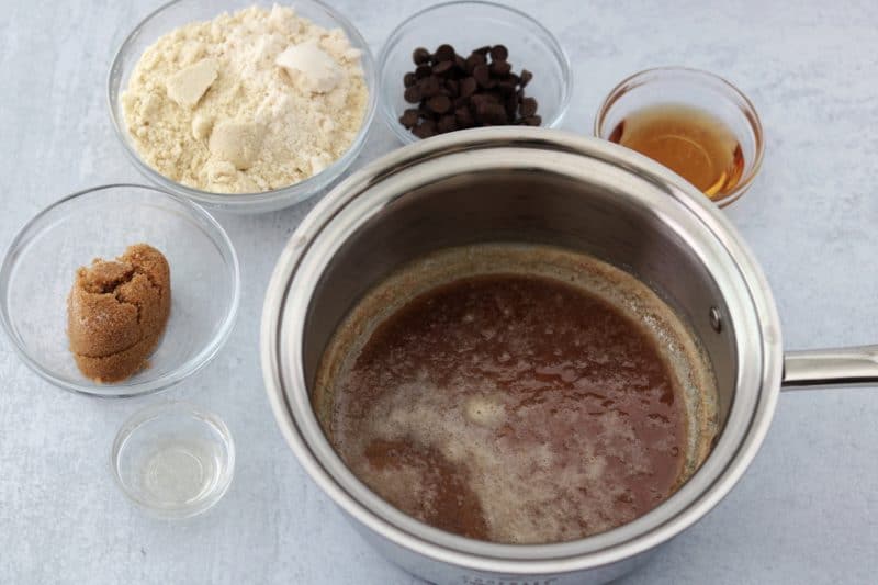 ingredients to make no bake keto chocolate chip cookie dough