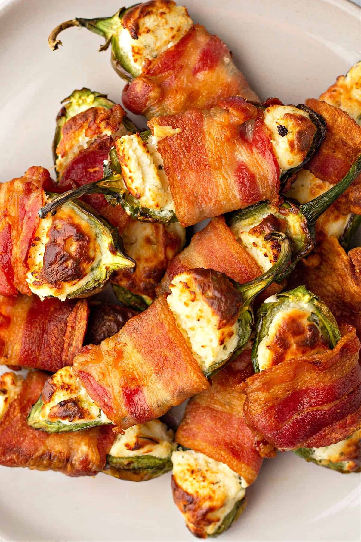 a close-up of keto jalapeno poppers on a plate