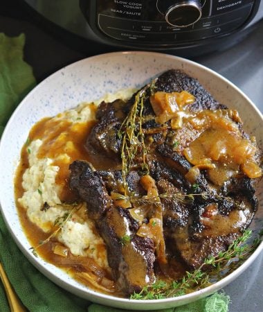 close-up of Pressure Cooker Pot Roast in a bowl