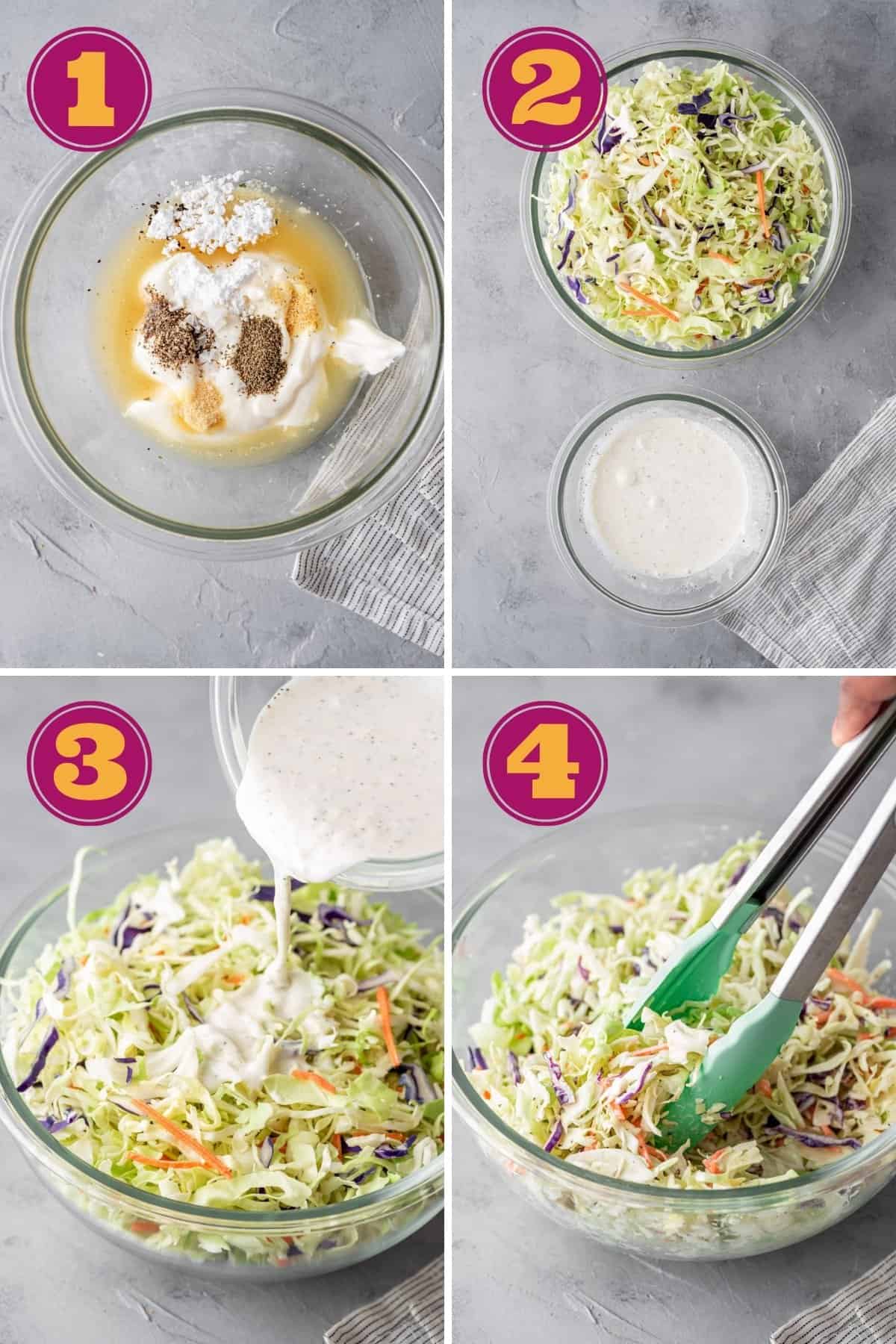 step by step instructions for how to make keto coleslaw