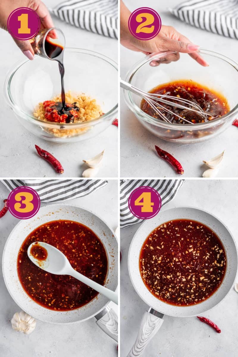 a step-by-step photo tutorial for how to make keto sweet chili sauce