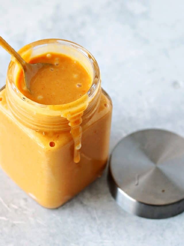 chick-fil-a sauce recipe in a glass jar with a spoon