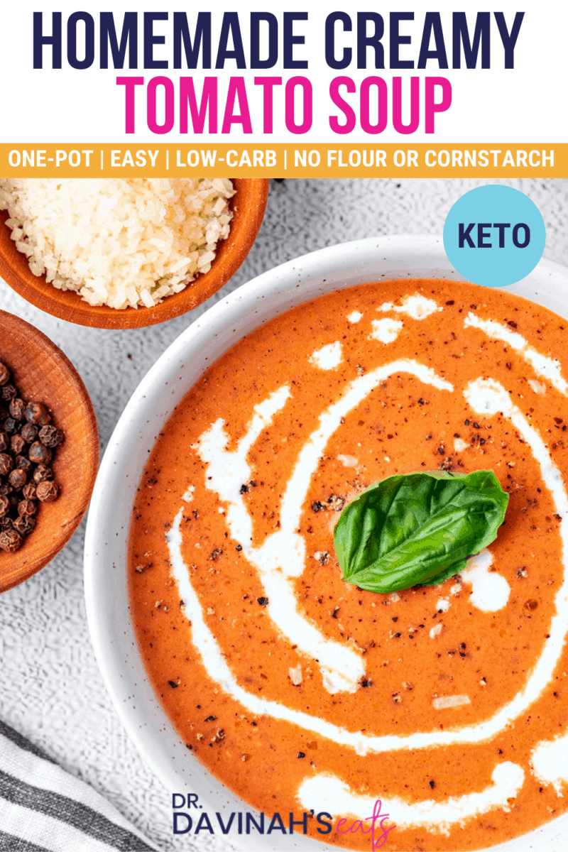 pinterest image for keto tomato soup recipe