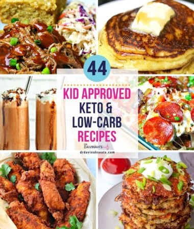 collage of six family friendly and kid keto approved recipes