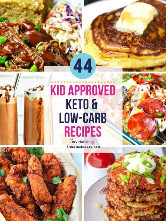 collage of six family friendly and kid keto approved recipes