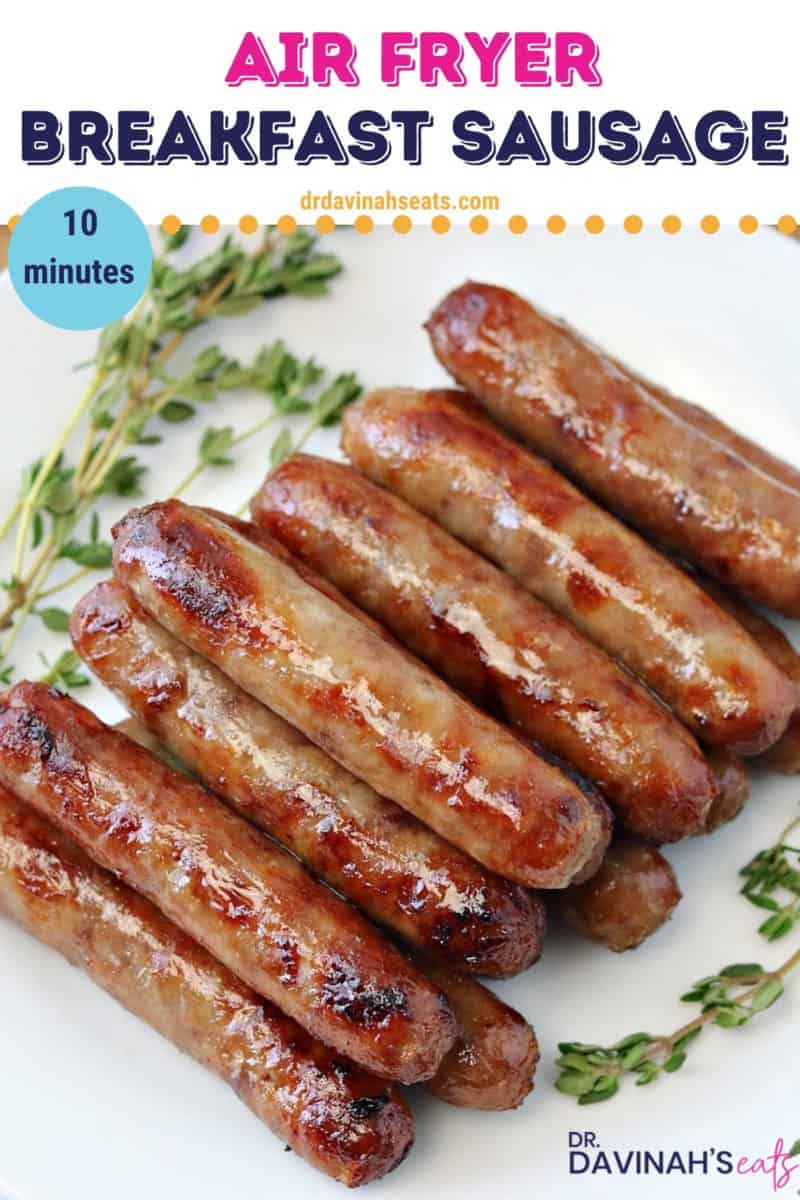 pinterest image for air fryer breakfast sausage