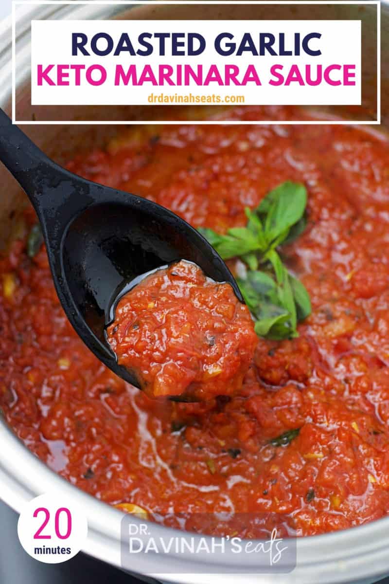pinterest image for roasted garlic keto marinara sauce recipe