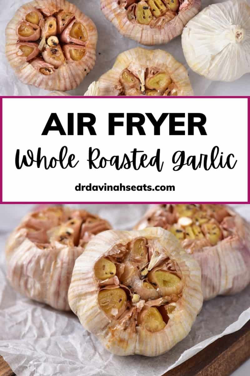 pinterst image for air fryer roasted garlic