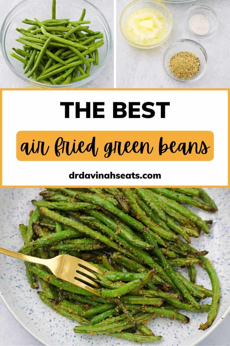 pin image for the best air fried green beans