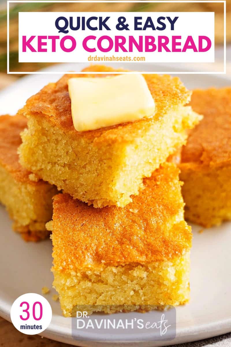 pinterest image for quick and easy keto cornbread with almond flour recipe