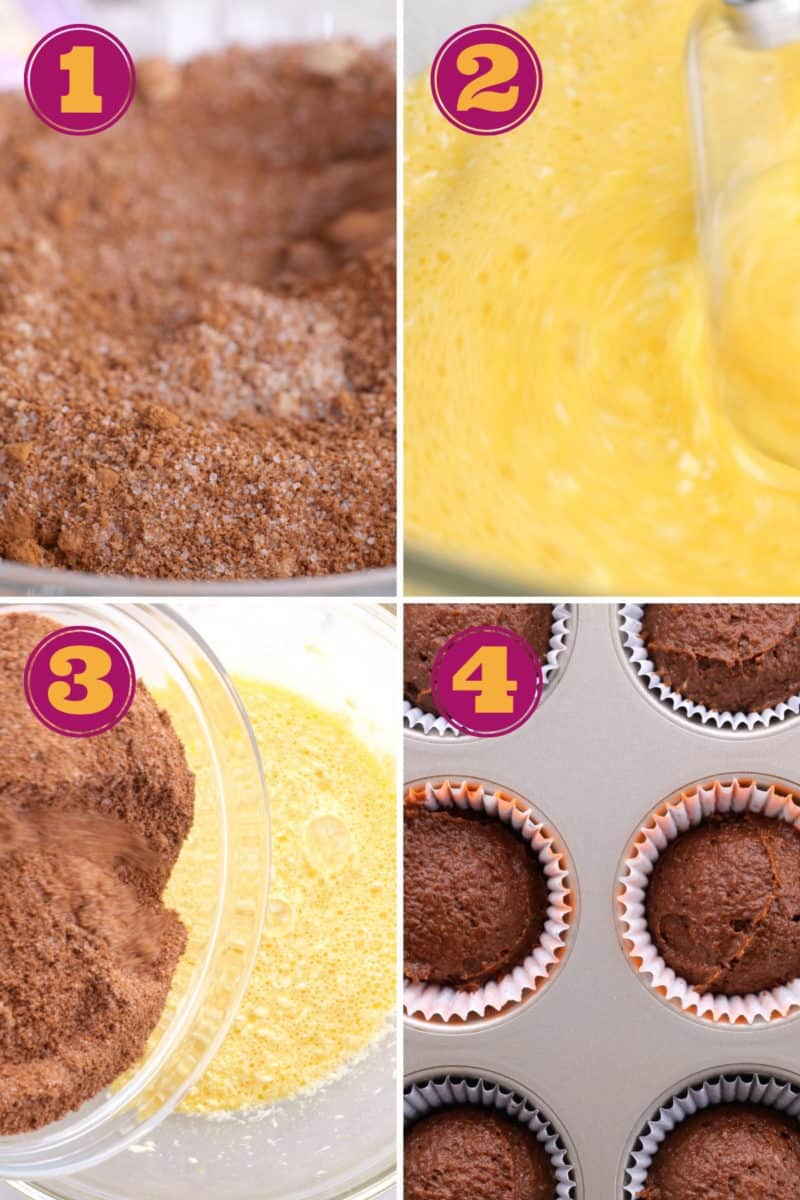 photo tutorial for how to bake brownie cupcakes