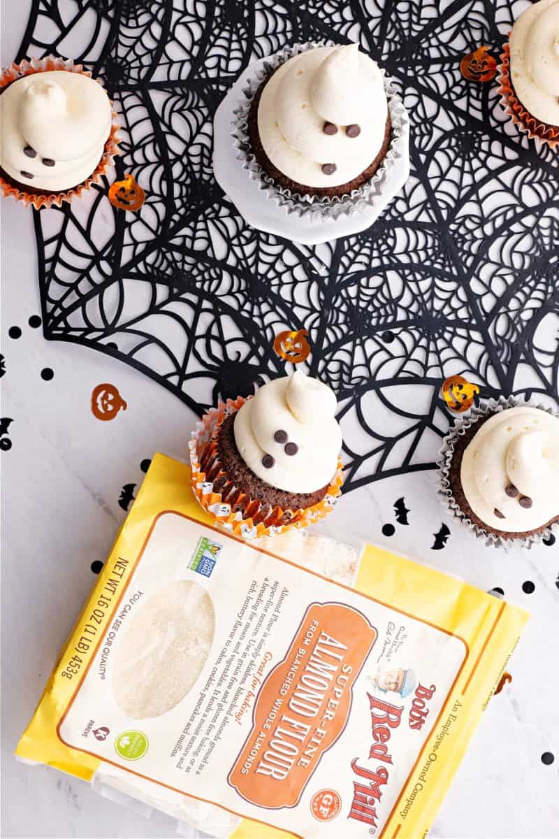 keto halloween brownie cupcakes with bob's red mill almond flour