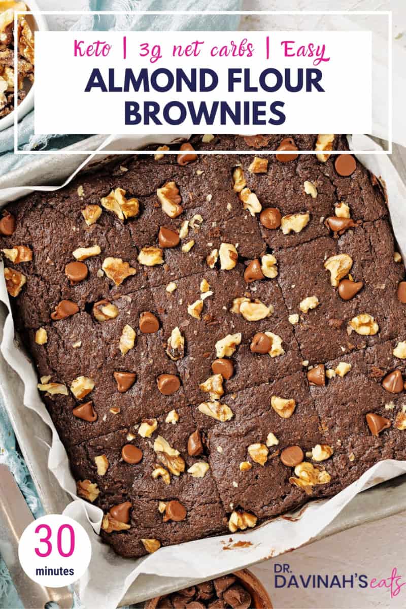 pinterest image for keto almond flour brownies that are gluten free