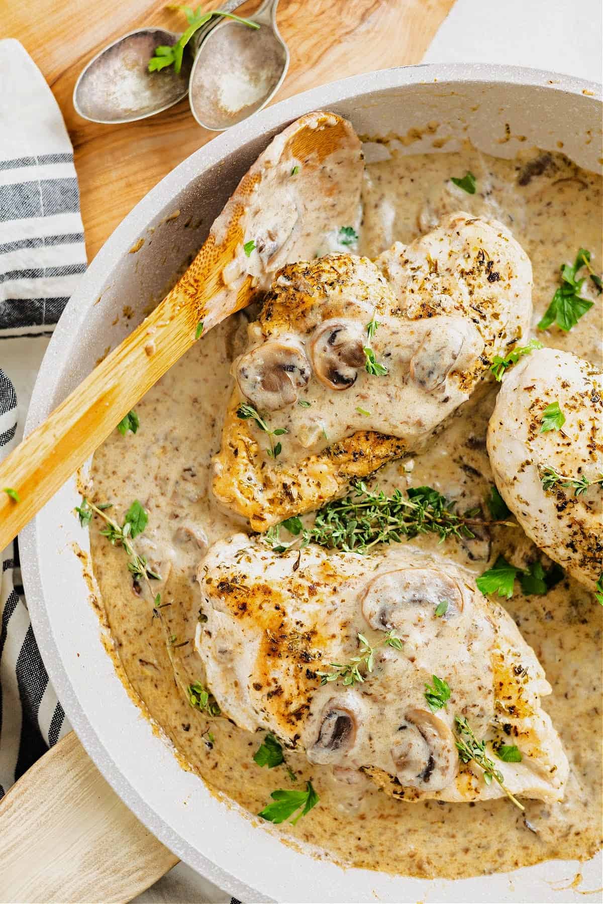 cream of mushroom chicken breast in a large skillet