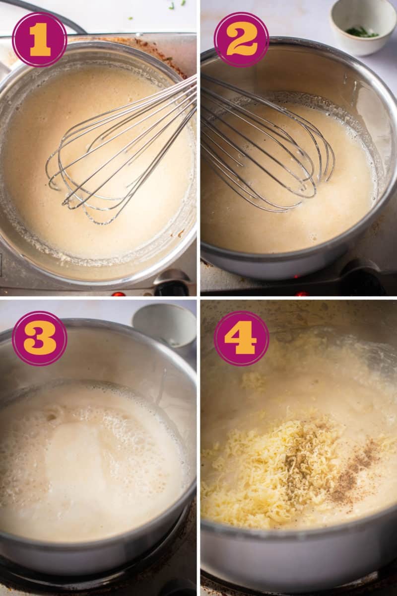 photo collage for how to make keto grits with almond flour in four steps