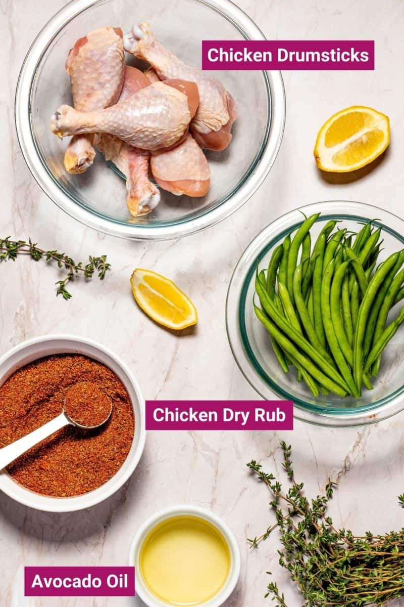 ingredients needed to make dry rub chicken drumsticks in the Ninja Foodi