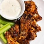 air fryer roasted chicken wings close up