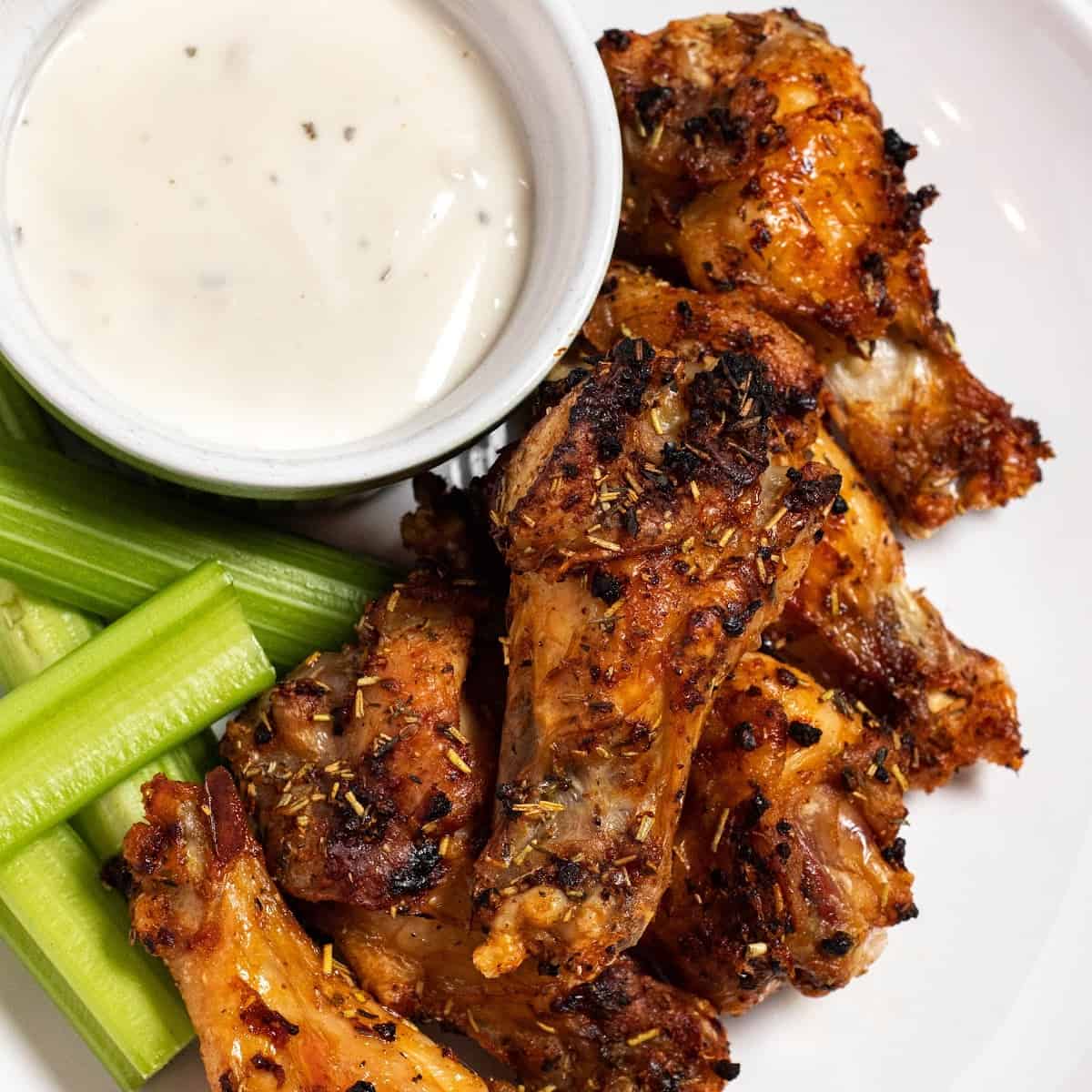 air fryer roasted chicken wings close up