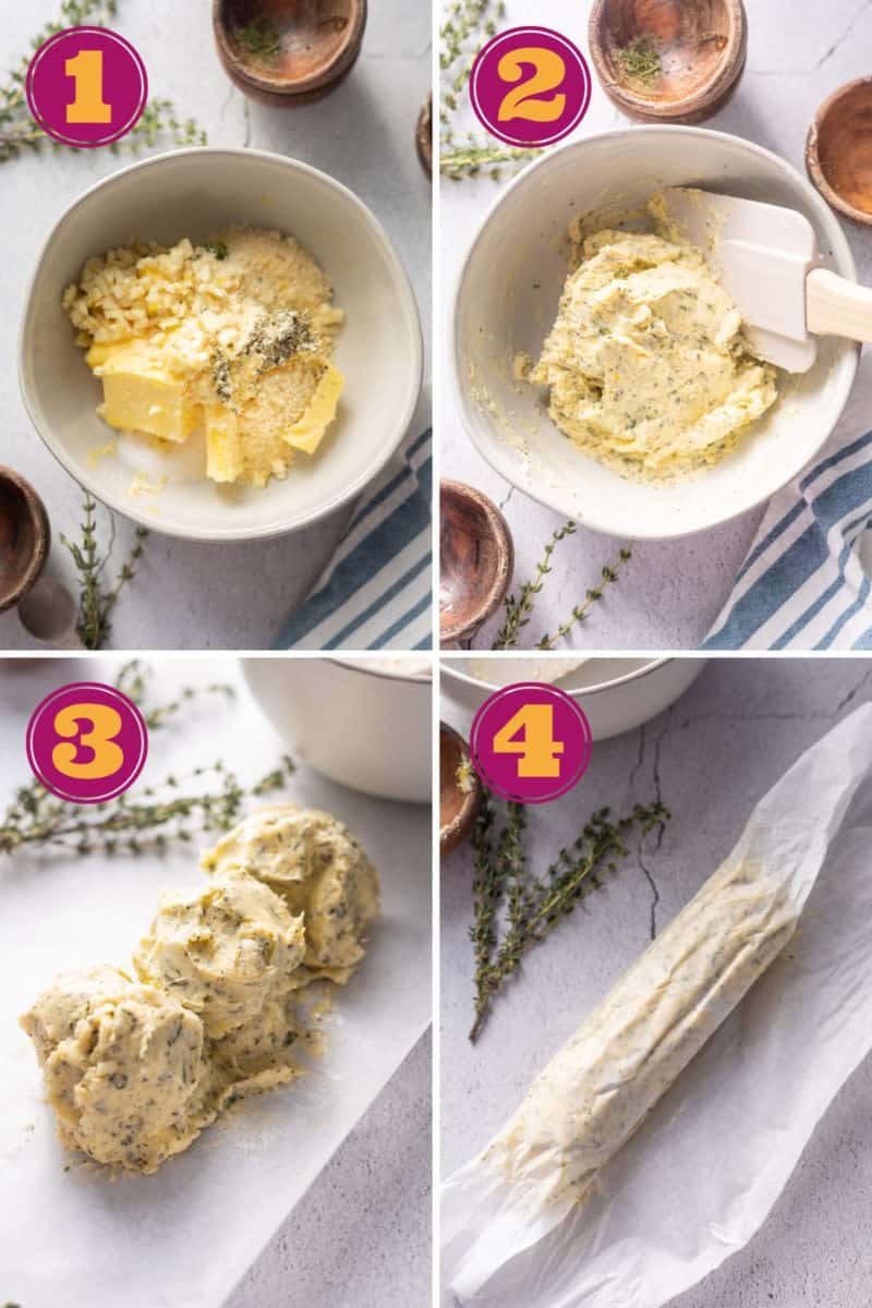 photo tutorial for how to make herb compound butter for steak