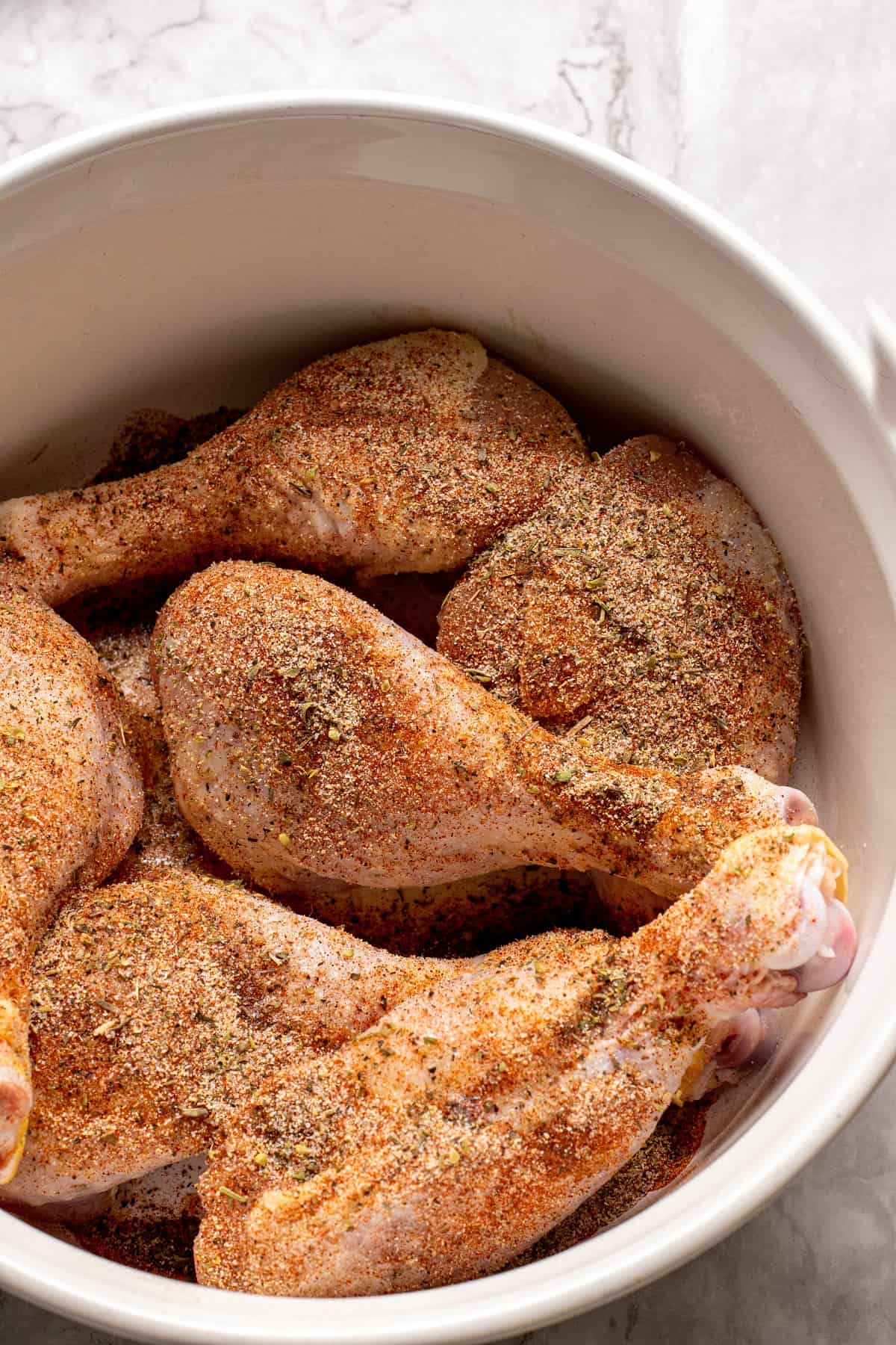drumsticks coated with spice mix