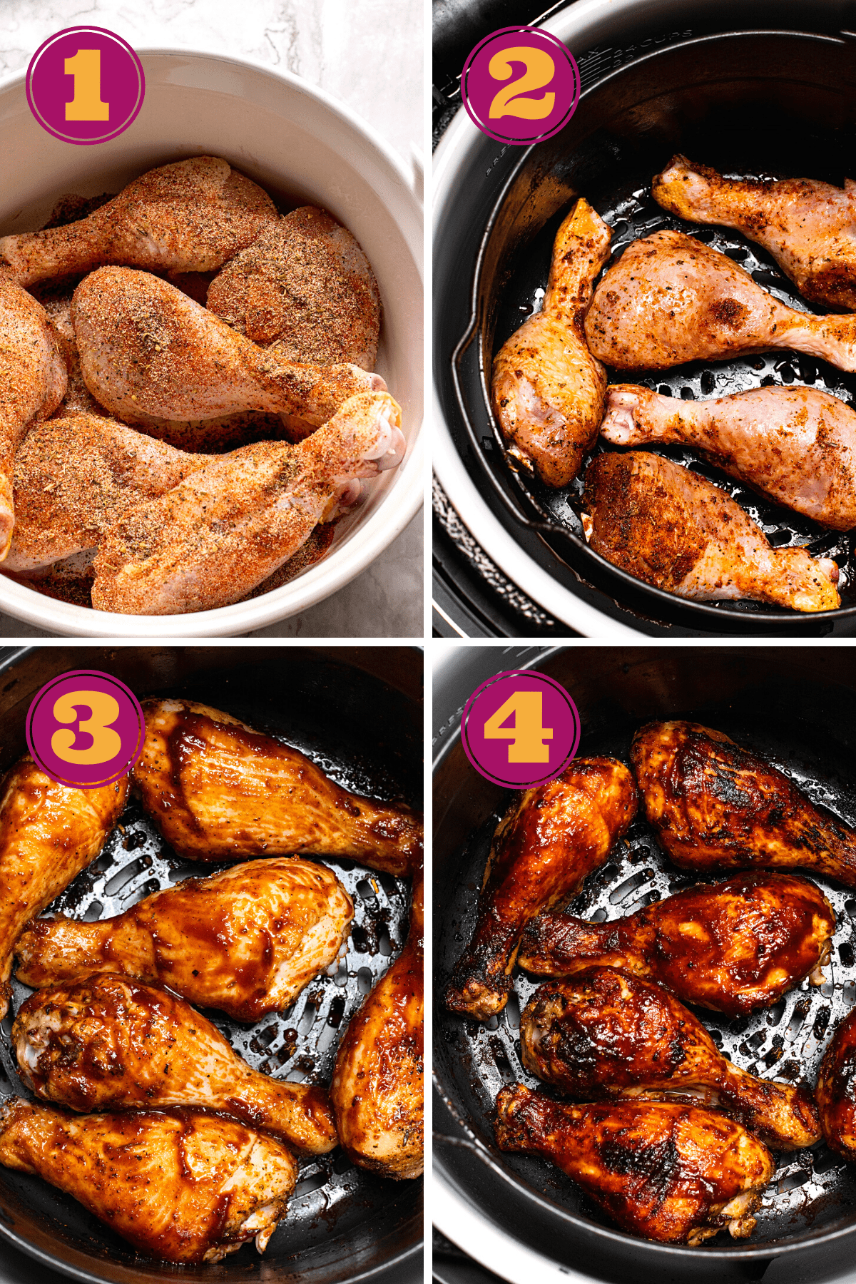 step-by-step instructions for how to make Air Fryer BBQ Drumsticks in the Ninja Foodi. 