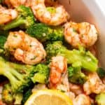 yummy Cajun Shrimp & Broccoli dish on a bowl