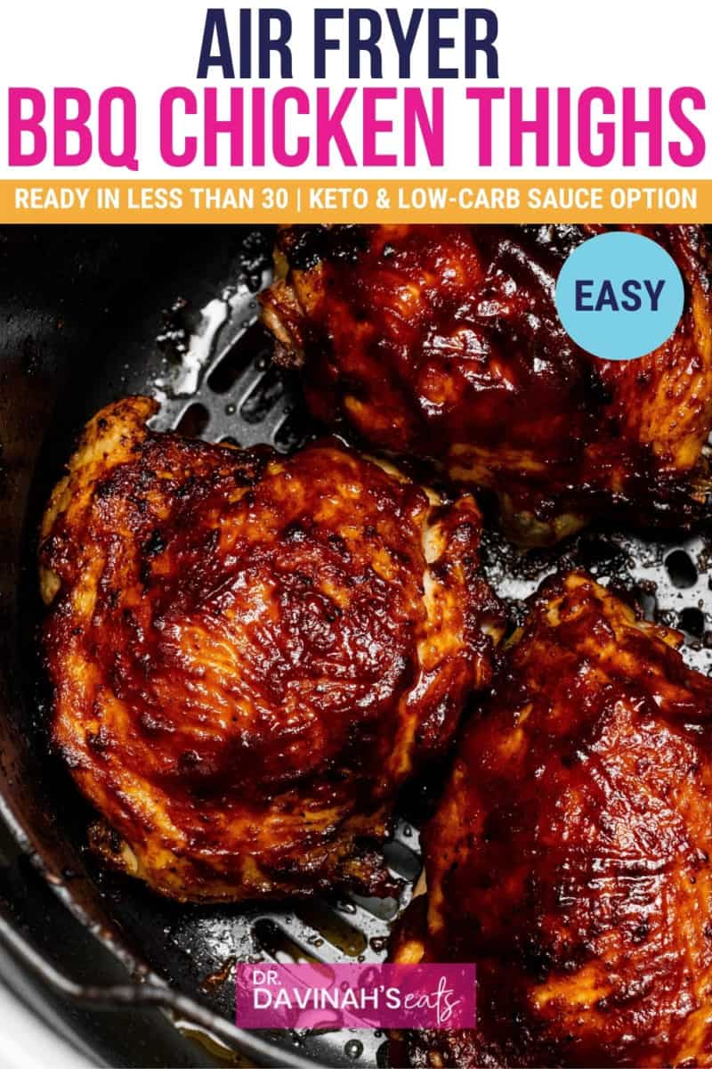 pinterest image for bbq chicken thighs