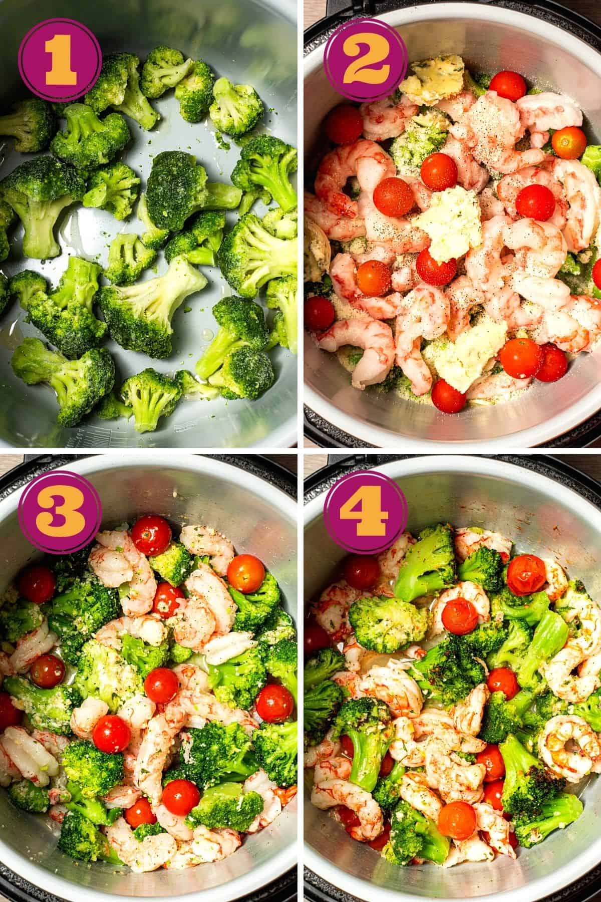 steps to make delicious Air Fryer Garlic Butter Shrimp & Broccoli Meal