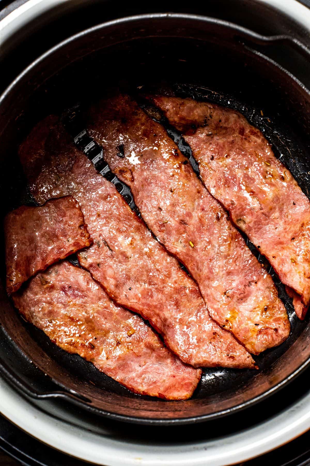 bacons almost cooked in an air fryer