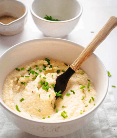 Easy Keto Grits or almond flour low carb grits in a bowl