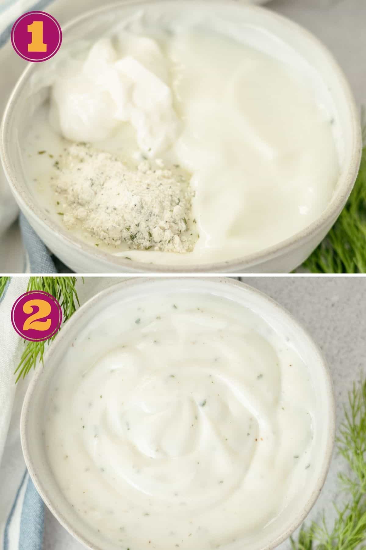 2 steps to make Greek Yogurt Ranch Dip