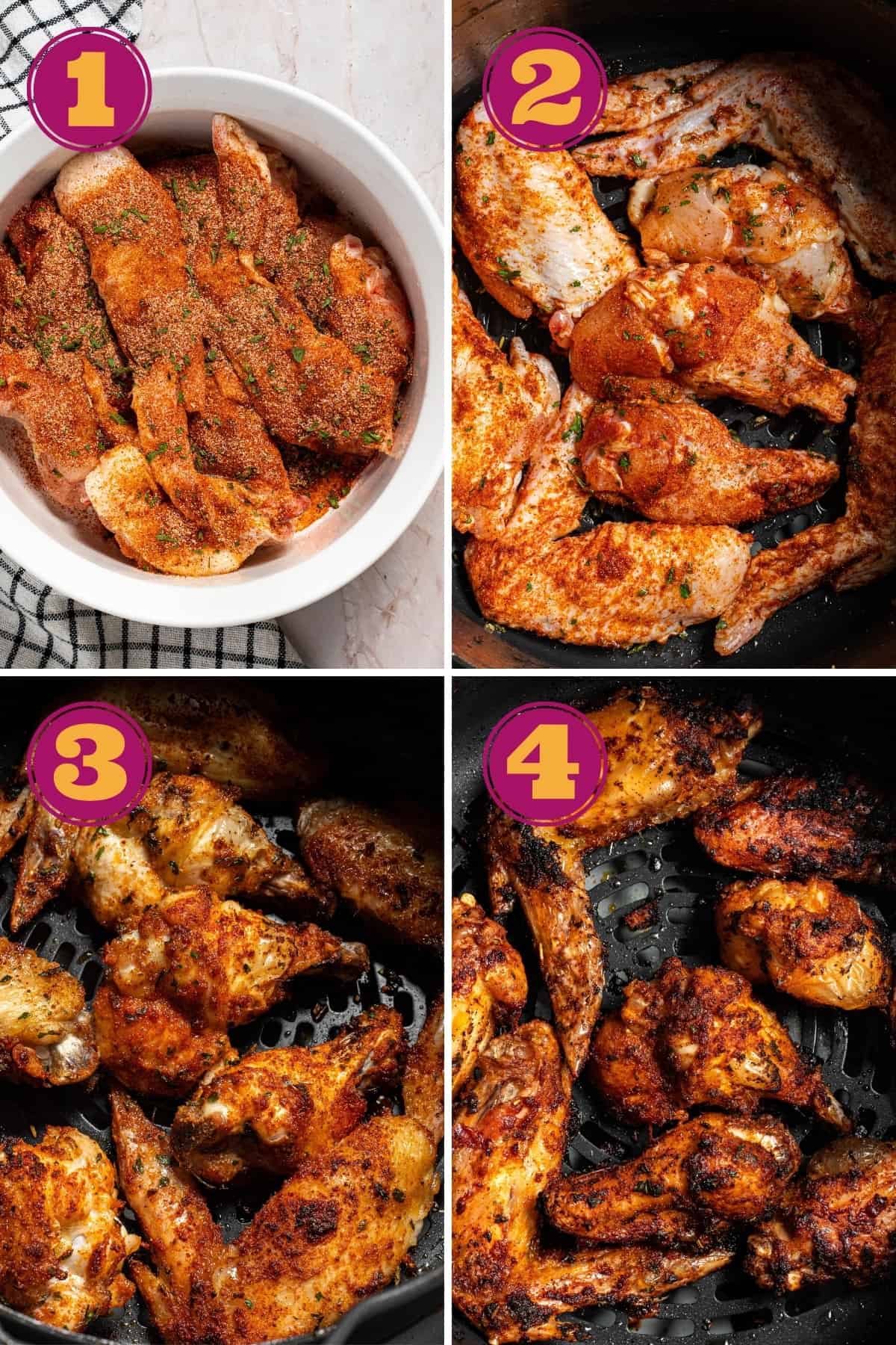 photo collage for how to make cajun chicken wings in the air fryer
