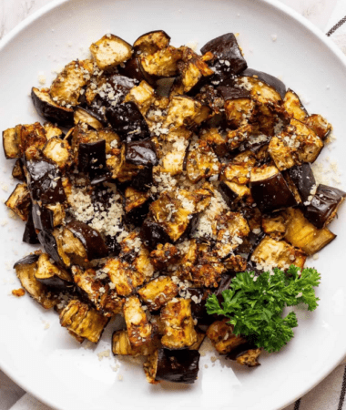 air fryer eggplant on a plate