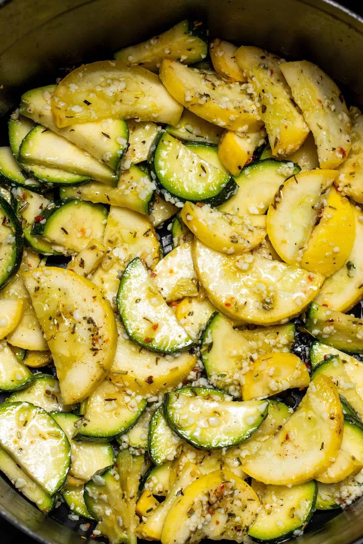 air fryer squash in the Ninja Foodi before cooking