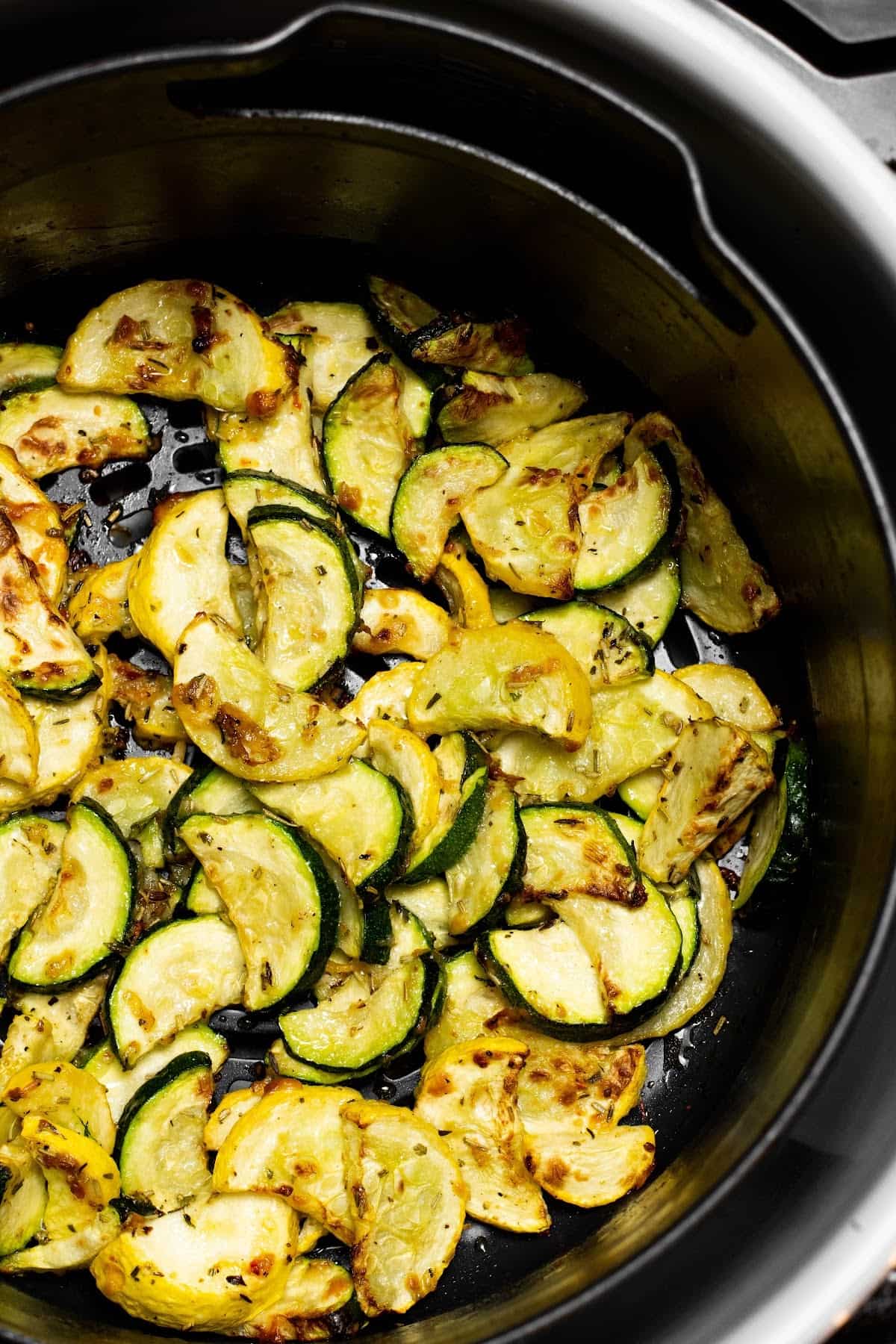 cooked air fryer squash in the Ninja Foodi air fryer