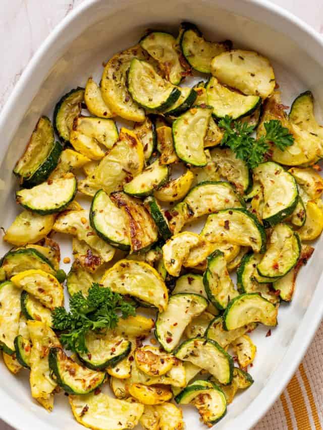 cooked air fryer squash in a white bowl