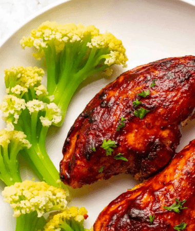 bbq chicken breasts on a plate