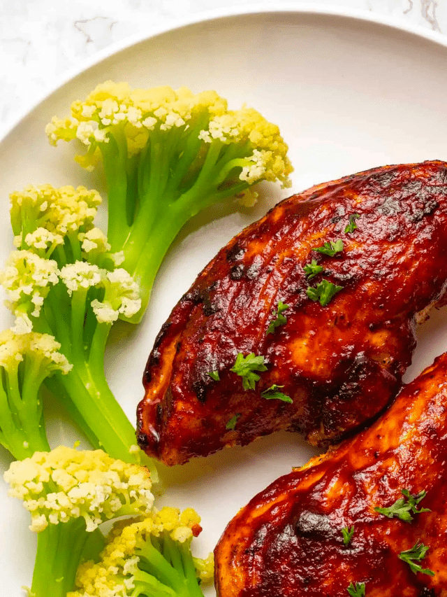 bbq chicken breasts on a plate