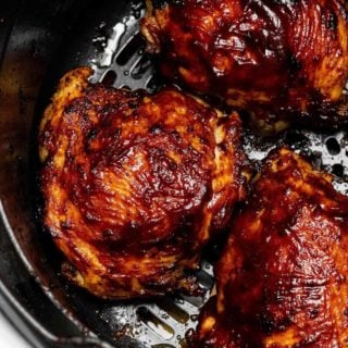 air fryer bbq chicken thighs in the Ninja Foodi air fryer