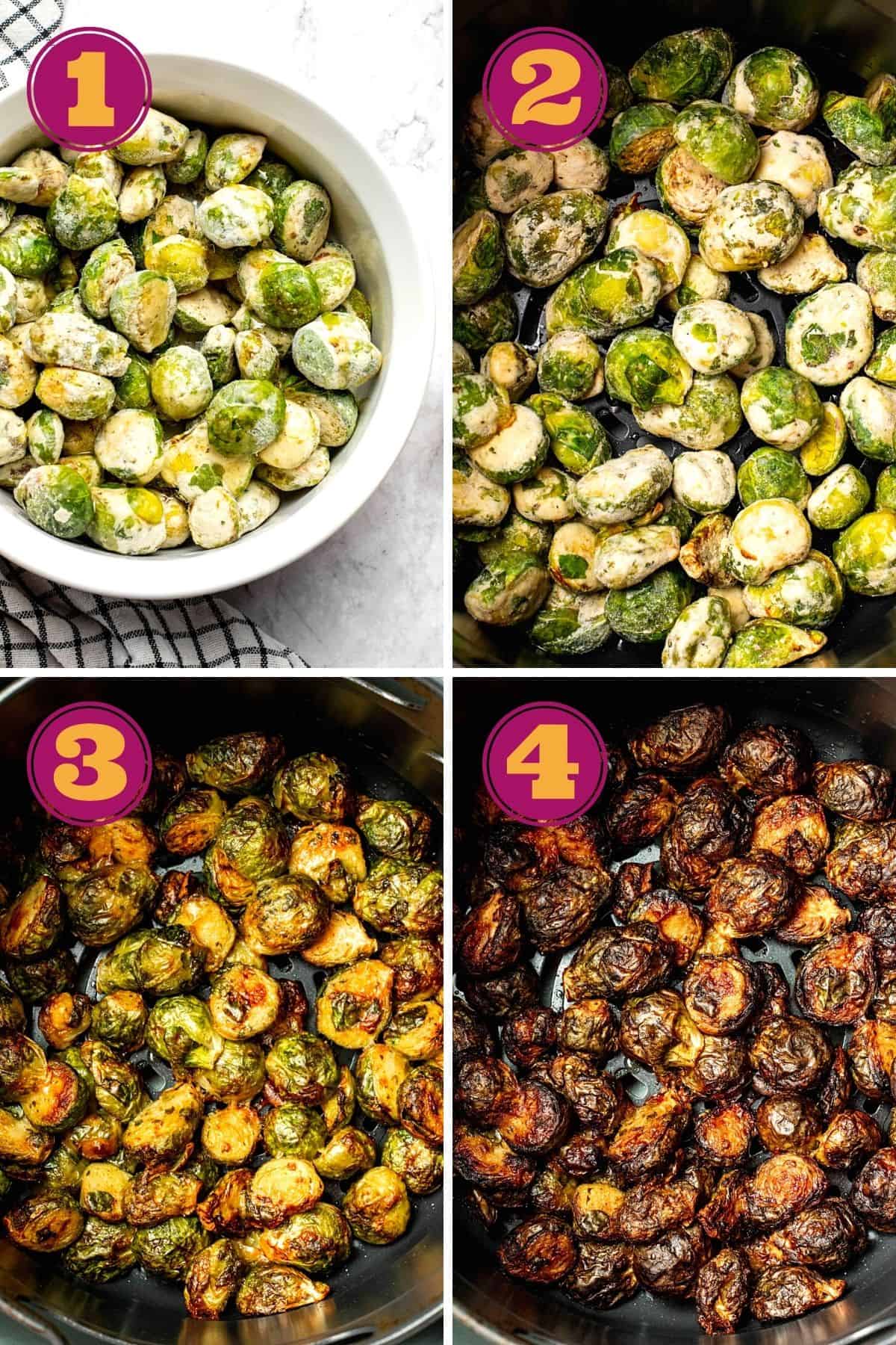 step by step to make Air Fryer Frozen Brussel Sprouts