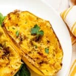 plated Spaghetti Squash cooked in an air fryer