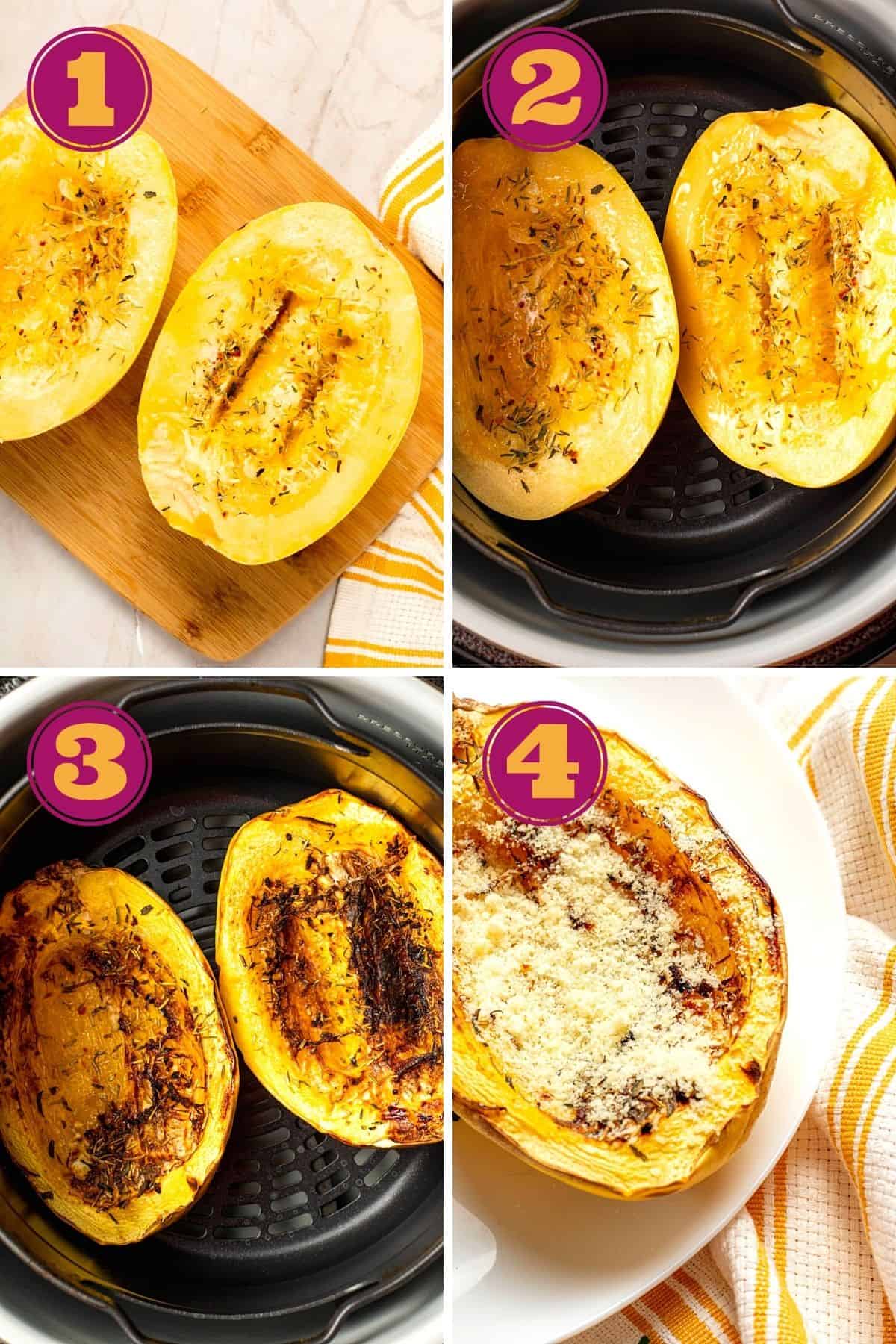 step-by-step instructions for how to make Spaghetti Squash in a Ninja Foodi air fryer