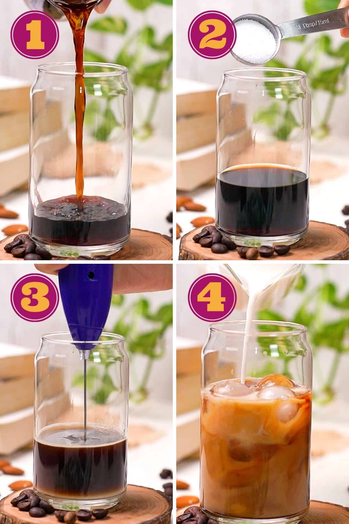 step by step process to make Cold Brew Latte