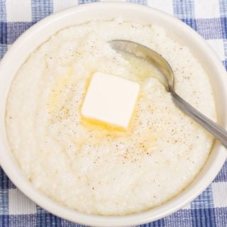 grits in a bowl with butter