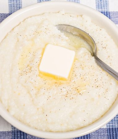 grits in a bowl with butter