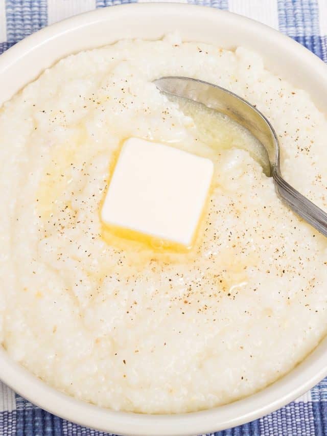 grits in a bowl with butter