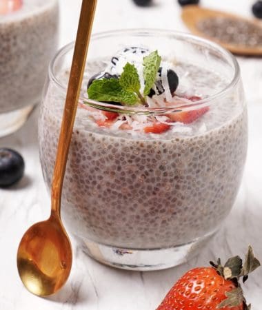 keto chia seed pudding recipe in a glass jar