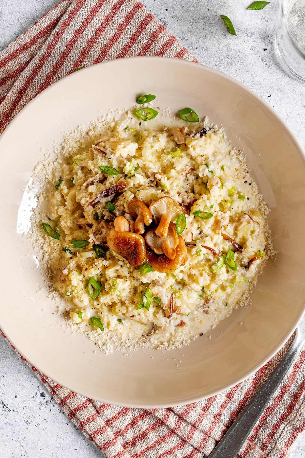 yummy keto-friendly Mushroom Risotto on a plate