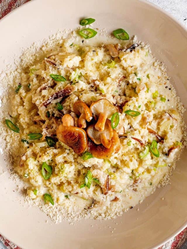 Mushroom Risotto on a large plate